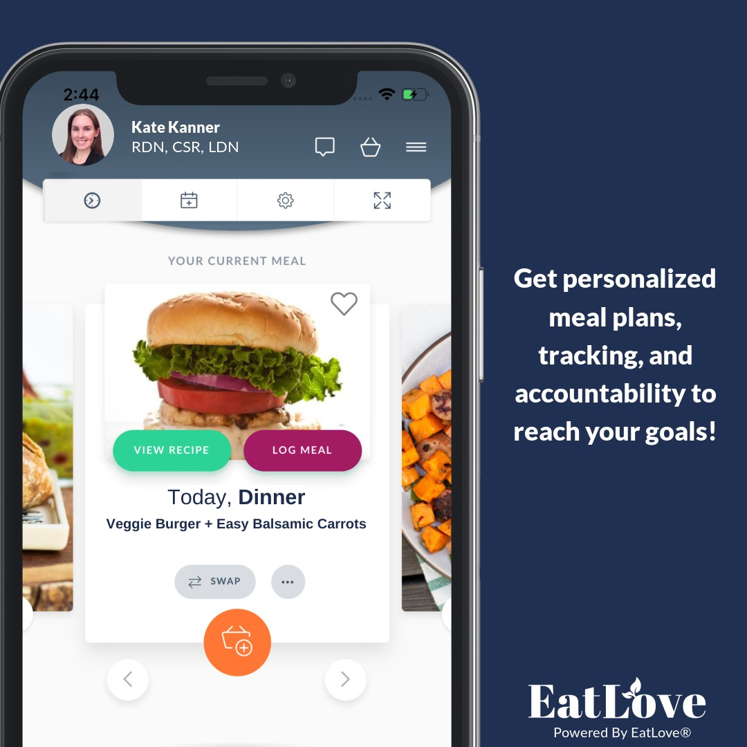 phone screen displaying screenshot for eatlove app
